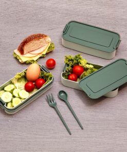3 Katlı Beslenme Kutusu Yemek Taşıma Kabı Kaşık - Çatallı Sefer Tası Beslenme Seti G-770 (YEŞİL)