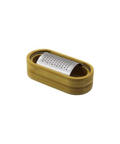 AHŞAP BAMBU HAZNELİ YATAY - OVAL METAL BOMBELİ MEYVE RENDESİ 7 X 15.5CM