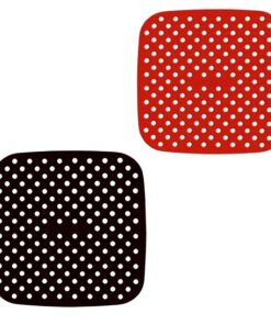 Airfryer Kare Model Pişirme Matı Kırmızı ve Kare Model Pişirme Matı Siyah 21,5cm