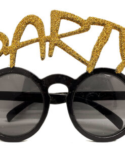 Altın Simli Party Yazılı Parti Gözlüğü  15x7 cm