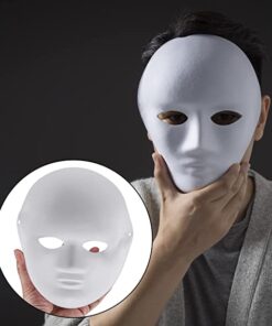Beyaz Renk Boyanabilir Anonim Tam Yüz Cosplay Maske 24x18 cm