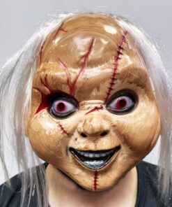 Beyaz Saçlı Çaki Maskesi Chucky Maskesi Yetişkin Çocuk Uyumlu