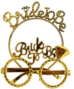 Bride To Be Yazılı  ve Bride To Be Yazılı Gözlük Seti Altın Renk