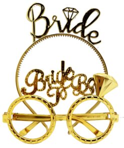 Bride Yazılı  ve Bride To Be Yazılı Gözlük Seti Altın Renk