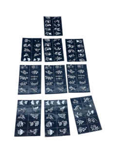 ÇİÇEKLİ 10X14CM TÜP KINA DESEN ÇIKARTMA ŞABLONU 12 PARÇA