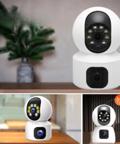 Çift Kameralı Wifi Bağlantılı Gece Görüşlü Ev Tipi Güvenlik Kamerası