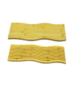 DİKDÖRTGEN ÇİFT TARAFLI : DÜZ - DAALI OYUK DESENLİ AHŞAP BAMBU SUNUM TEPSİ 15X39CM