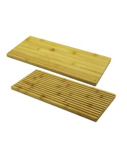 DİKDÖRTGEN ÇİFT TARAFLI : DÜZ - DÜZ OYUK DESENLİ AHŞAP BAMBU SUNUM TEPSİ 17X39CM