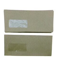 KAHVERENGİ PENCERELİ - KRAFT DİPLOMAT ZARF SİLİKONLU 90GR 105X240MM 500LÜ
