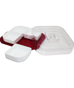 KARE 4LÜ KAHVALTILIK KAPAKLI SUNUM TEPSİLİ - MİKA - PLASTİK 227 X 265 X 58 MM