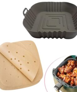 Kare Model Gri Pişirme Matı 20 Cm Ve 100 Adet Kullan-At Pişirme Kağıdı Delikli Kare Model