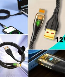 Led Işık Uçlu Sağlam İp Kablolu USB to Lightning Hızlı Şarj Kablosu