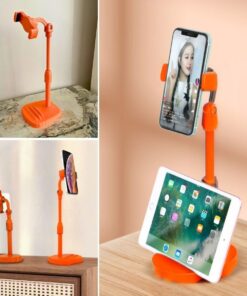 Masa Üstü Tablet ve Telefon Tutucu Plastik Aparat Turuncu Telefon Standı
