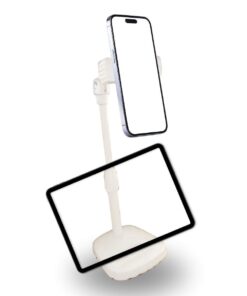 Masa Üstü Tablet ve Telefon Tutucu Plastik Aparat Beyaz Telefon Standı