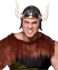 Boynuzlu Viking Ivar Kaskı Eskitilmiş Desen Gümüş Renk