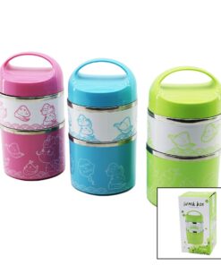 SABİT KULPLU - RESİMLİ - RENKLİ   2Lİ  SEFER TASI - SAKLAMA KABI 930ML