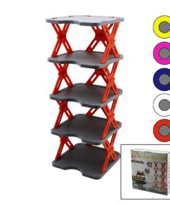 YENİ NESİL AKORDİYON - KATLANIR - 5 KATLI PLASTİK AYAKKABILIK GRİ TABAN-27X27CM - RENKLİ AYAKLAR
