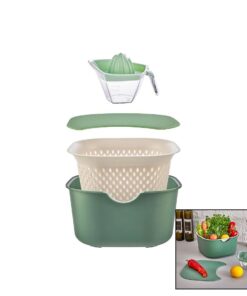 YEŞİL 5PCS MUTK SETİ PLS.KARIŞTIRMA KAP=4LT - SÜZGEÇ=3.5LT - KESİM PANO - SIKACAK=0.25LT