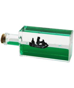 YEŞİL SU  DİKDÖRTGEN MİKA - ŞİŞE  YÜZEN BATMAYAN GEMİ DEKORATİF BİBLO AKVARYUM 6.5X16.5X4.3CM