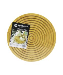 YUVARLAK ÇİFT TARAFLI=DÜZ - DAALI OYUK KANALLI AHŞAP BAMBU SUNUM TEPSİ 28CM