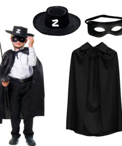 Zorro Pelerini Şapkası ve Maske Seti Çocuk Boy