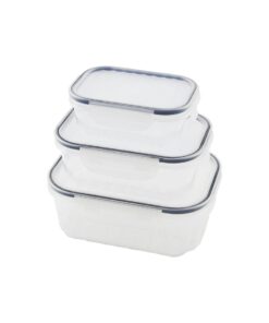 3PCS QUİCK SIZDIRMAZ SAKLAMA KABI SETİ ŞEFF KAP - BUĞULU-CONTALI KAPAK  500-1000-1700ML