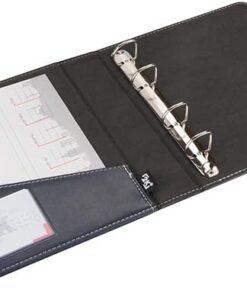 A533L A5 Suni Deri Sırt 4 Cm 4 Halkalı Elite Klasör, Lacivert, A5