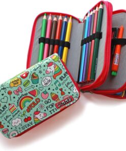 Kalem Kutusu Unicorn Desenli Kawai Organizer Kalem Kutusu Kalemkutu Üç Bölmeli Kalemlik