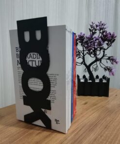 Dekoratif Dikey Book Yazı Tasarımlı Kitap Tutucu Desteği Mat Siyah