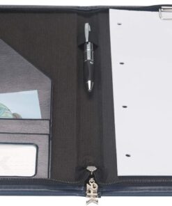 414-3 Sekreter Notluğu A4 Sekreterlik Dosyası Fermuarlı Deri Kapaklı Sekreter Tablası, Lacivert