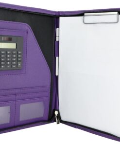 Premium İş Portföyü Padfolio Organizer Fermuarlı Sekreterlik Dosya Hesap Makineli Kalem Bölmeli A4 Kağıt Düzenleme Mor (Mor)