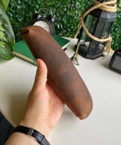 Favara - Premium Serie Hakiki Eskitme Deri Kalemlik (Kahverengi)