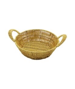YUVARLAK PLASTİK HASIR EKMEK - ÇOK AMAÇLI SEPET KULPLU - METAL İSKELET TABAN:18CM - AĞIZ:24CM DERİNLİK:8CM