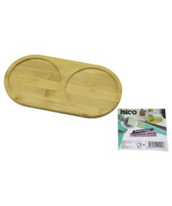2 BÖLMELİ OVAL AHŞAP BAMBU YAĞDANLIK ALTLIK MİNİ TEPSİ 12 X 23.4 X 0.8CM