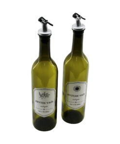 YEŞİL  CAM YAĞDANLIK 750ML  PLASTİK KİLİTLİ KAPAK