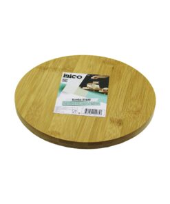 YUVARLAK=24.5CM AYAKLI= 4CM DÜZ YÜZEY AHŞAP BAMBU SUNUM TEPSİSİ - MİNİ SOFRA