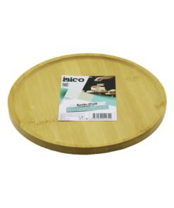 YUVARLAK=24.5CM AYAKLI=4CM KENARLI YÜZEY AHŞAP BAMBU SUNUM TEPSİSİ - MİNİ SOFRA