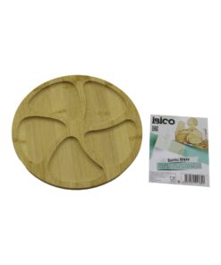 YUVARLAK 5 BÖLMELİ AHŞAP BAMBU SERVİS SUNUM TEPSİ - TAHTASI 20 X 1.4CM